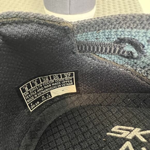 Skechers Newbury St Slip On Shoes Womens 8 Blue Knit Air Cooled Comfort Casual - Picture 9 of 12